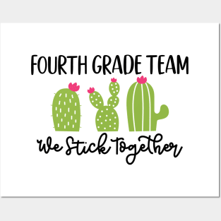 Fourth Grade Team Sticks Together Teacher Student Funny School Posters and Art